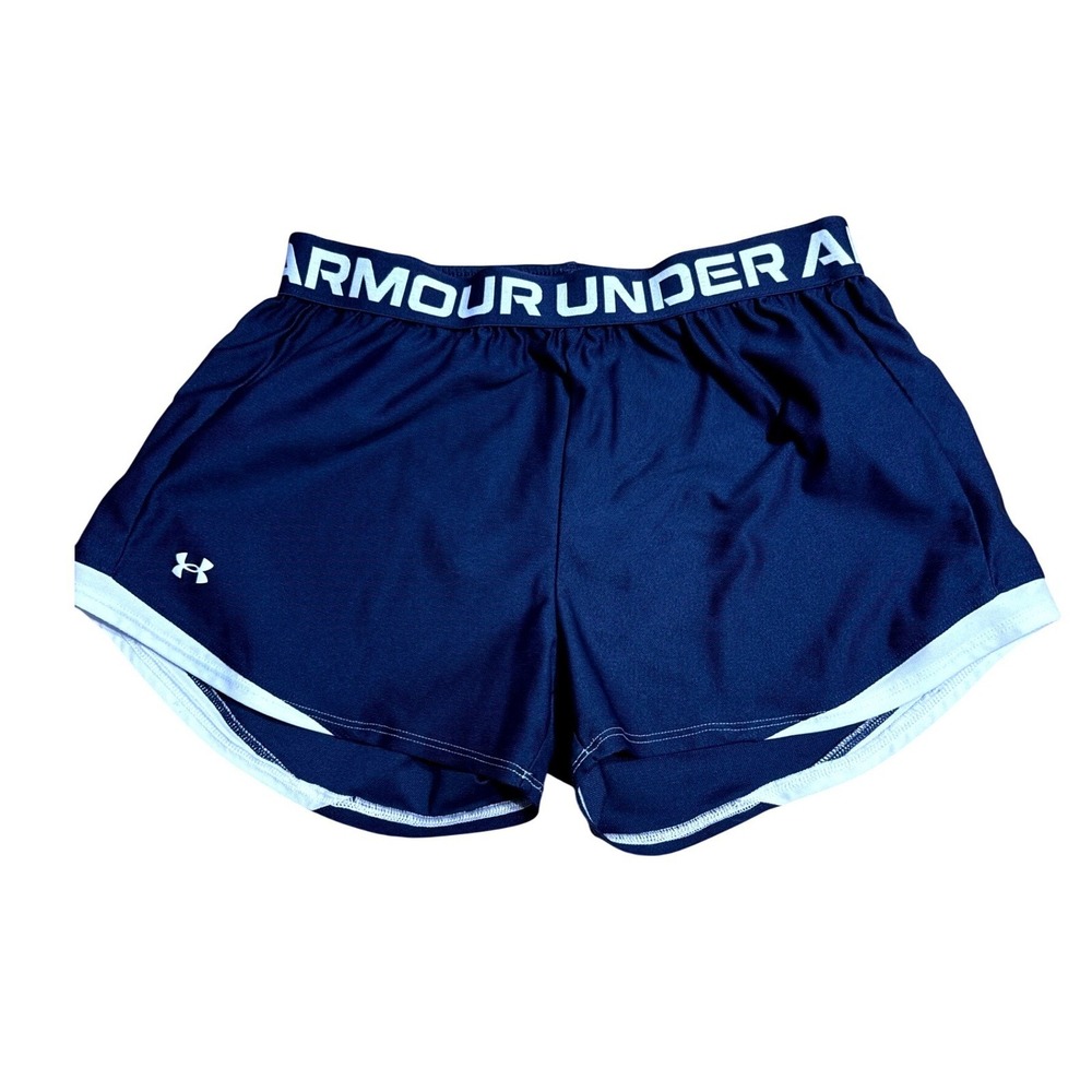 Under Armour Navy Play Up 3.0 Athletic Shorts Womens M Tech Running Gym